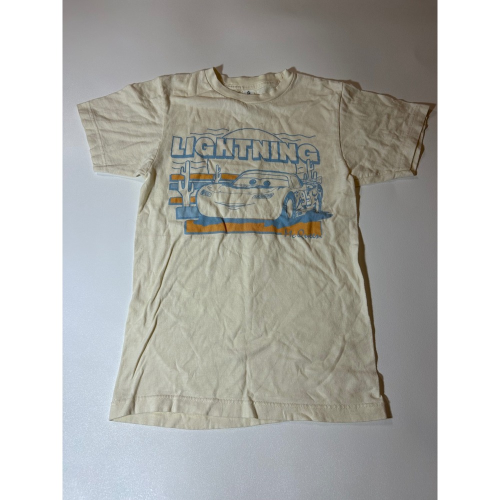 Tultex Disney Pixar Cars Graphic Tee Youth XS Cream Excellent Lightning McQueen